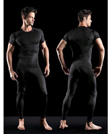 ATHLIO Men's Cool Dry Short Sleeve Compression Shirts - 3 Pack, Black, Size Large - Buy Online on GoSupps.com