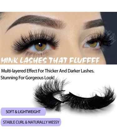 Mink Lashes 25mm - Fluffy Wispy Cat Eye Dramatic 3D Eyelashes | 20mm Volume D Curl Strip Lashes | Long False Eyelashes for Extension Look - Buy Online on GoSupps.com