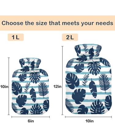 Naanle Palm Leaves Heat Bottle with Cover | 1L Hot Water Bottle for Bed & Pain Relief | Ideal for Hand & Foot Heat Therapy - Transparent Design - Buy Online on GoSupps.com