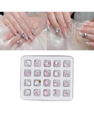 Nail Rhinestones Different Shape Rhinestone Nail Decoration Luxury 20pcs Nail Design Sparkling for Women for Travelling (Pink) - Buy Online on GoSupps.com