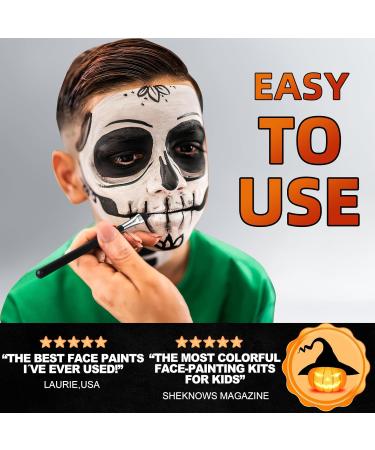 White Black Face Body Paint - Professional Halloween Clown Makeup Kit with Brushes for Cosplay Theater and SFX - Buy Online on GoSupps.com