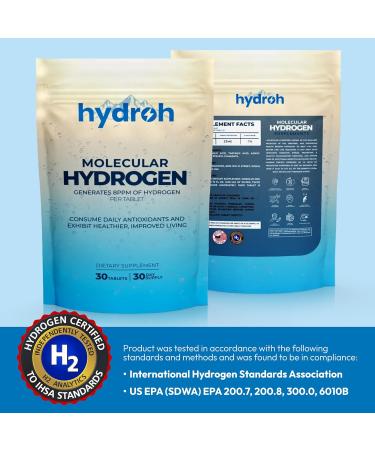 Hydrogen Water Tablets Molecular Hydrogen Tablets for Drinking Water Antioxidant-Rich Supports Brain Energy & Health - Quick-Dissolving - Unflavored H2 Tabs - (30-Day Supply) - Buy Online on GoSupps.com