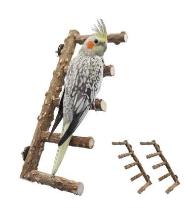 2 Pack Bird Ladder, Bird Perch Stand, Natural Prickly Ash Wood Bird Parrot Cage Accessories, Bird Standing Climbing Chewing Toys for Parakeet Cockatiel Rats Hamsters
