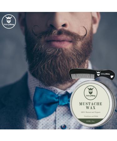 Striking Viking Mustache Wax and Comb Kit - 2 Oz - Strong Hold Natural Beeswax for Men - Vanilla Scent - Tame, Style, and Condition Facial Hair - Buy Online on GoSupps.com