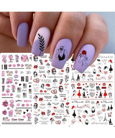 DIY Manicure Year Sliders Wrap Decals Nails Stickers 3D Valentines Lover Flowers Letter Heart(F-833) - Buy Online on GoSupps.com