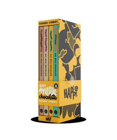 Happi Vegan Chocolate Gifts Oat Milk Chocolate Library - 4 x 80g Bar Vegan Chocolate Selection Box