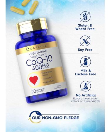 Carlyle CoQ10 400mg - 90 Vegetarian Non-GMO Gluten Free Supplements for Heart Health - Buy Online on GoSupps.com