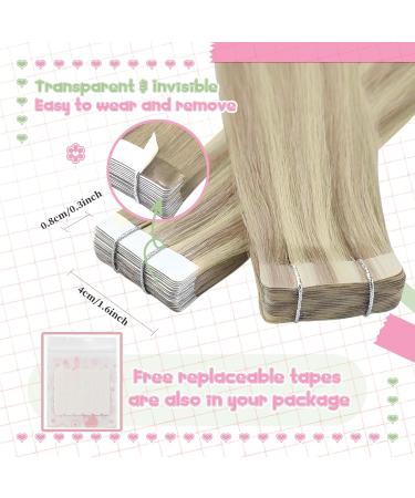 Buy Youngsee Ash Blond Tape In Hair Extensions - 60cm Seamless Real Hair 50g - 20pcs #18/613 & #18P613 - International Shipping Available - Buy Online on GoSupps.com