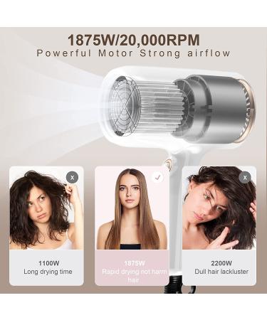 Professional Ionic Hair Dryer with Diffuser - DOOAIR 1875W, Travel Size, Constant Temperature Hair Care - White - Buy Online on GoSupps.com