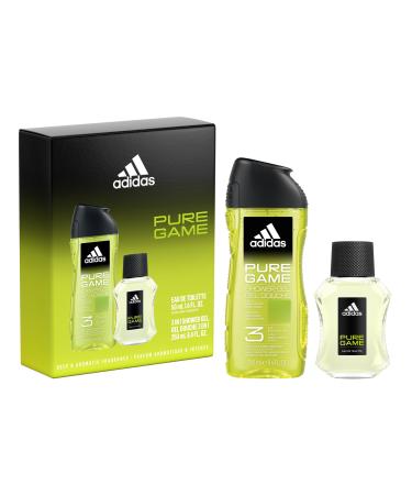 adidas Pure Game 2 Piece Gift Set Notes of Grapefruit Lavender and Sandalwood Men's Fragrance Long Lasting Sporty Fragrance Cedar Mint Peppermint 10.1 Fl Oz (Pack of 1)
