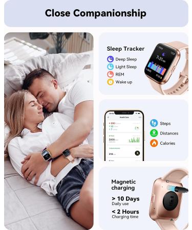 Women's Smart Watch with Call & Dial, Alexa Built-in, Heart Rate Monitor, Blood Oxygen & Sleep Tracker - IP68 Waterproof 1.7 Touch Screen Fitness Tracker for iPhone & Android - Pink - Buy Online on GoSupps.com