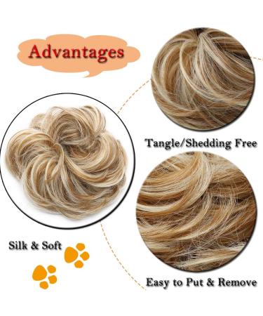 Sandy Brown to Bleach Blonde Messy Updo Hairpiece Scrunchie - Curly Hair Bun Extension - Buy Online on GoSupps.com