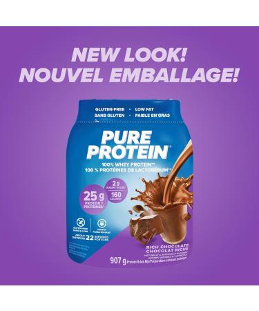 Pure Protein Whey Protein Powder - High Protein (25 g/scoop) Low Sugar (2 g/scoop) Gluten Free - Fast-Acting Formula Chocolate 907g Chocolate 907.0 g (Pack of 1) - Buy Online on GoSupps.com