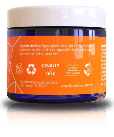 SeoulCeuticals Snail Mucin Repair Cream - Korean Moisturizer (97.5% Snail Extract) | All-in-One Night Cream - 2oz - Buy Online on GoSupps.com