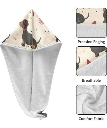 Black Dachshund Hair Towel 2 Pack | Super Absorbent Quick Dry Turbans for Women & Girls - Buy Online on GoSupps.com