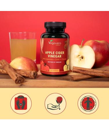 Apple Cider Vinegar Complex 1950mg | With Chrome Cinnamon Ginger and Cayenne Pepper | Blood Glucose + Keto | 120 Capsules | No Additives & Vegan | Vegavero  - Buy Online on GoSupps.com