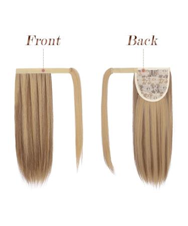 Fine Ponytail Extensions - 40 cm Clip-In Synthetic Hair for Women | Smooth Long Braid in Brown Mixed Blonde - Buy Online on GoSupps.com