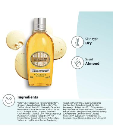 L'Occitane Almond Shower Oil Foaming Body Wash 8.4 Fl Oz - Cleansing & Softening | Buy Online Now! - Buy Online on GoSupps.com