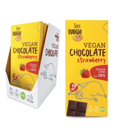 SUPER FUDGiO BIO Vegan Strawberry Chocolate | Organic & Gluten Free | on Coconut Milk | 10 x 80g