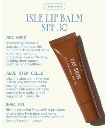 Cay Skin Isle Lip Balm SPF 30 High Shine Hydrating + Sheer Lip Gloss in Vanilla Brown Sugar Flavor Formulated with Natural Ingredients for All Skin Tones Clear 0.35 oz 1 Pack Clear - Buy Online on GoSupps.com