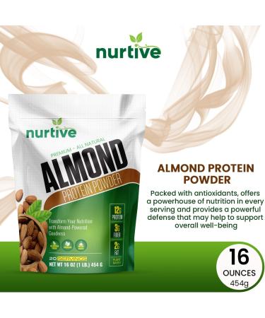 Almond Protein Powder | Antioxidant-Rich Gluten Free Non-GMO | Plant-Based Nutritional Boost for Smoothies & Baking - 20 Servings (16 oz - Buy Online on GoSupps.com