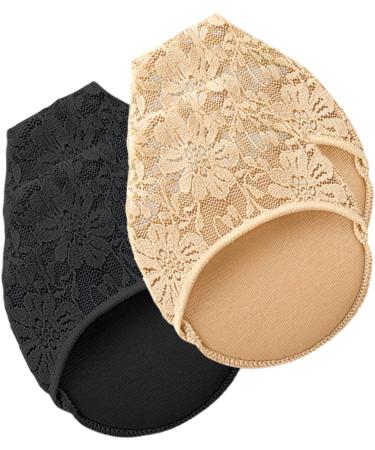 Holibanna Lace Forefoot Pads - 4 Pairs Comfort Metatarsal Socks for Women | Sweat Absorbing Peep Toe Heel Cushions - Buy Online on GoSupps.com