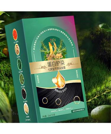 Protein Color Protect Hair Color Cream - Natural Plant Hair Dye for Gray Hair | Bubble Plant Hair Dye Shampoo (Black) | Essence of Plant Extracts - Buy Internationally - Buy Online on GoSupps.com