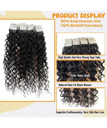 14 Water Wave Tape in Human Hair Extensions | Real Black Women Double Sided | Loose Curly Skin Weft Tape ins | 9A Brazilian Hair | 20PCS 50G -1B - Buy Online on GoSupps.com