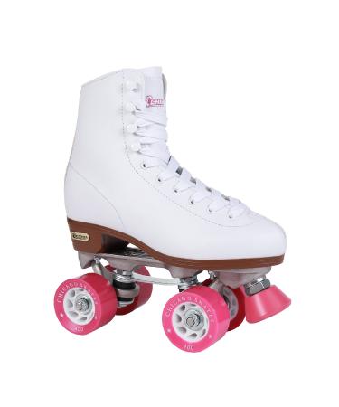 Chicago Women's and Girl's Classic Roller Skates - Premium White Quad Rink Skates - Size 6