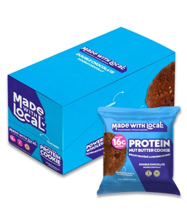 Made with Local Protein Nut Butter Cookies Double Chocolate 12-Pack Plant-Based Protein Gluten-Free Organic 16g Protein High-Fiber Snack for Active Lifestyles