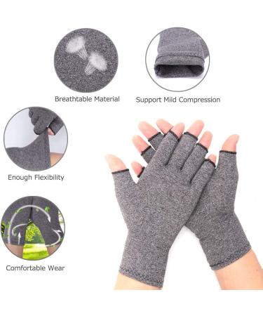 Compression Fingerless Rheumatoid Arthritis Gloves for Joint Pain Relief - Unisex Gray - Buy Online on GoSupps.com
