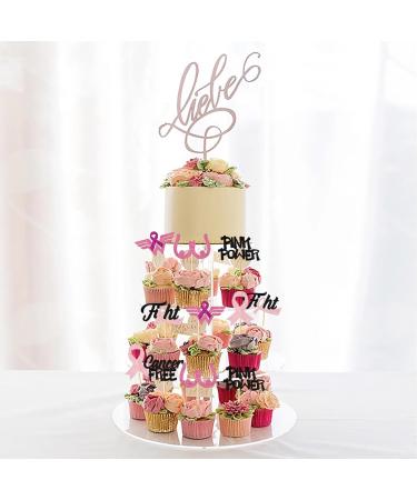 Rsstarxi 24 Pack Breast Cancer Awareness Cupcake Toppers Glitter Pink Power Hope Ribbon Cake Decorations Fight Beliveve Cancer Free Cupcake Picks for Pink Ribbon Party Cake Decorations Supplies Design 3 - Buy Online on GoSupps.com