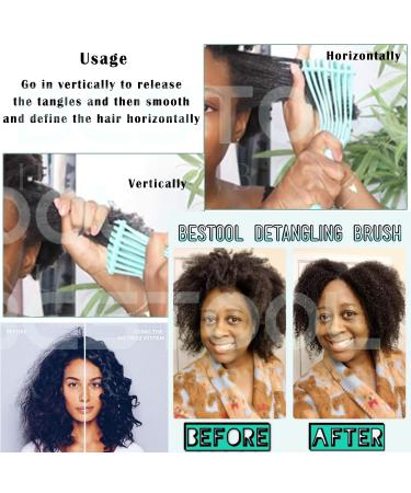 2Pack BESTOOL Detangling Brush for Black Natural Hair - Fast & Easy Detangler for Curly Hair - Gentle Wet/Dry Detangling - Green/Pink - Buy Online on GoSupps.com