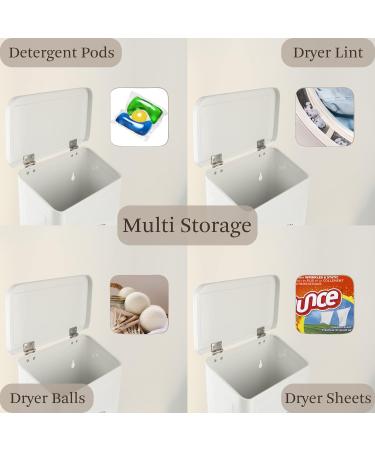 Magnetic Lint Bin for Laundry Room | Metal Trash Can with Lid | Farmhouse Lint Holder & Dryer Lint Brush - Stylish Storage Decor - Buy Online on GoSupps.com