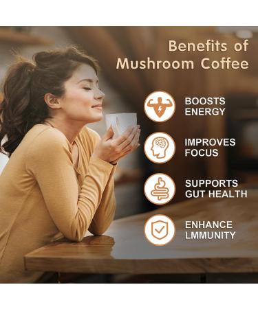 Mushroom Coffee 6 Adaptogenic Mushrooms with Lion's Mane Cordyceps Turkey Tail & More Instant Mushroom Coffee for Focus Energy Immune & Digestion Support 6.35 Ounce (Pack of 1) - Buy Online on GoSupps.com