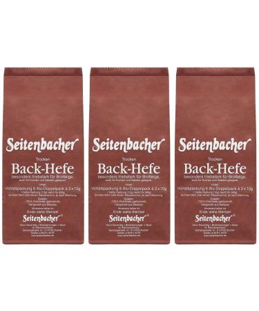 Seitenbacher yeast storage pack I dry I for bread and cakes I made from sugar beet I pack of 3 6x20g (3 x 120 g)