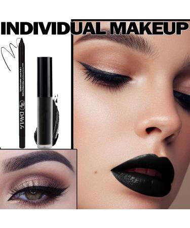 CAHIUYOA Black Matte Lipstick and Lip Liner Set - Long Lasting & Waterproof for Halloween & Cosplay - Buy Online on GoSupps.com