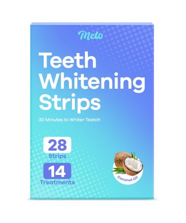 Meto Teeth Whitening Strips 14 Treatments (28-Strips), Enamel Safe Whitening Strips, Sensitivity Free White Strips for Teeth Whitening, Effective Tooth Whitening and Teeth Whitener (Coconut Oil) 28 Count (Pack of 1)