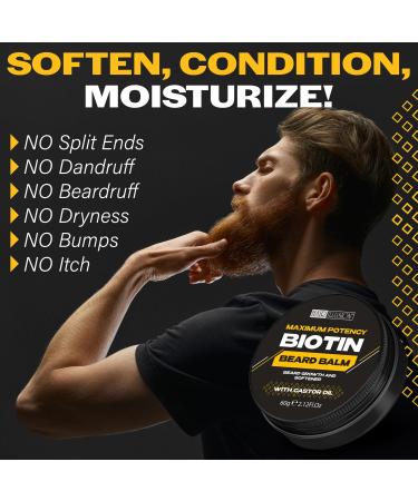 Hair Illusion Maximum Potency Biotin Beard Growth Balm | Men's Beard & Mustache Softener with Castor Oil for Conditioning & Shine - International Shipping - Buy Online on GoSupps.com