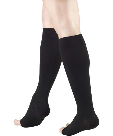 Truform 20-30 mmHg Aloe Infused Knee High Compression Stockings - Open Toe Black 2X-Large - Medical Quality for Comfort & Support - Buy Online on GoSupps.com