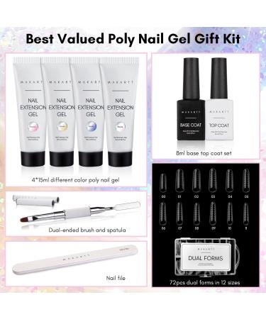 Makartt Glitter Poly Nail Gel Kit - 4 Shimmering Colors - Perfect for DIY Nail Art and Professional Salons - Buy Online on GoSupps.com