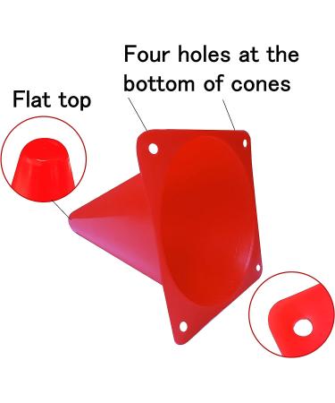 WOWGEEK 7 Inch Plastic Training Traffic Cones - Set of 10 Red Safety Cones for Soccer, Football, and Sport Training - Buy Online on GoSupps.com