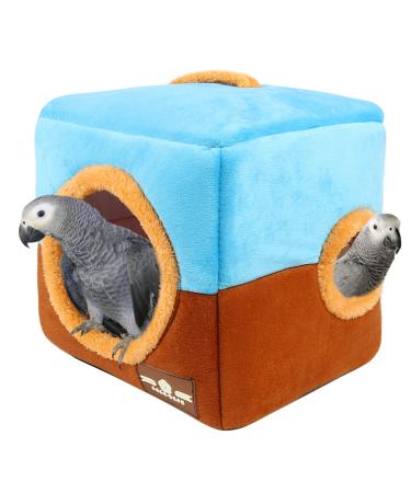 GINDOOR Large Size Parrot Nest House - Winter Warm Bird Snuggle Hut Hanging Birds House Cage Hideaway Cave Bed for Large Birds Amazon Parrots African Grey Cockatoos Macaws