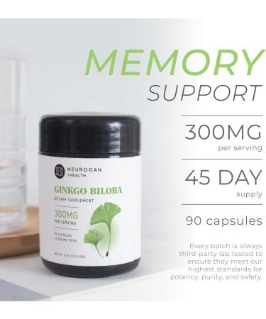 Neurogan Ginkgo Biloba Supplements Capsules Herbal Brain Supplements for Memory & Focus Cognitive Supplement with Standardized Extract 90 Vegan-Friendly Capsules - Buy Online on GoSupps.com