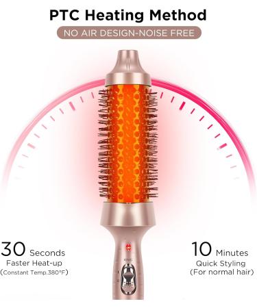 Aima Beauty Heated Round Brush - 1.3"/35mm Ionic Straightening & Curling Brush for Smooth Shiny Hair - Fast Heating Dual Voltage Auto Shut Off - Buy Online on GoSupps.com