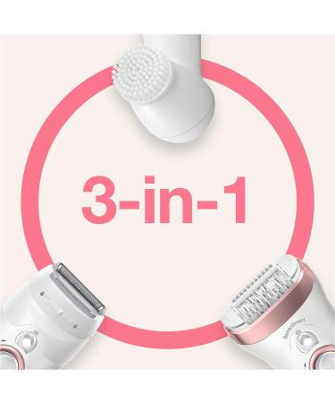 Braun Silk- pil 9 Women s Epilator - Long-lasting Hair Removal | Facial Brush & Trimmer - 9-855 White/Rose Gold - Buy Online on GoSupps.com