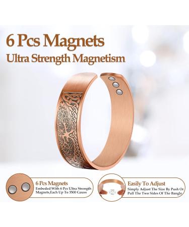 Jecanori Tree of Life Copper Magnetic Bracelet | Adjustable Size Cuff Bangle with Strong Magnets | Men Women Brazaletes | Jewelry Gift Box incl. | A-copper - Buy Online on GoSupps.com