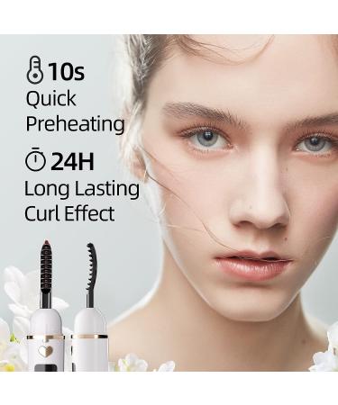 EYECURL Portable Heated Eyelash Curler | Intelligent Power 0ff | 24H Long Lasting Natural Curl | Makeup Lash Separator Tool | Eyelash Comb Included | White X8-132MM - Buy Online on GoSupps.com