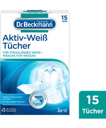 Dr. Beckmann Aktiv-WeiÃ Towels - Bright White with Every Wash | 15 Piece Pack (2 Packs) | Anti-Gray Laundry Solution - Buy Online on GoSupps.com