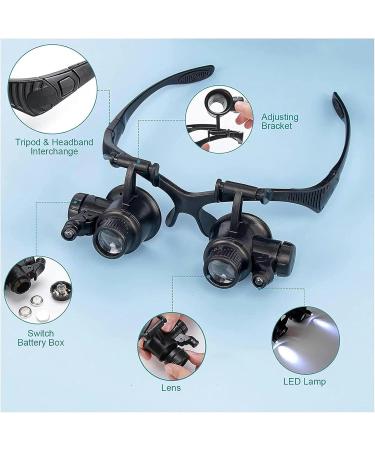 Portable Watch Repair Magnifier with LED Light Hands Free Headband Visor for Close Work Craft Reading Full of Stars - Buy Online on GoSupps.com
